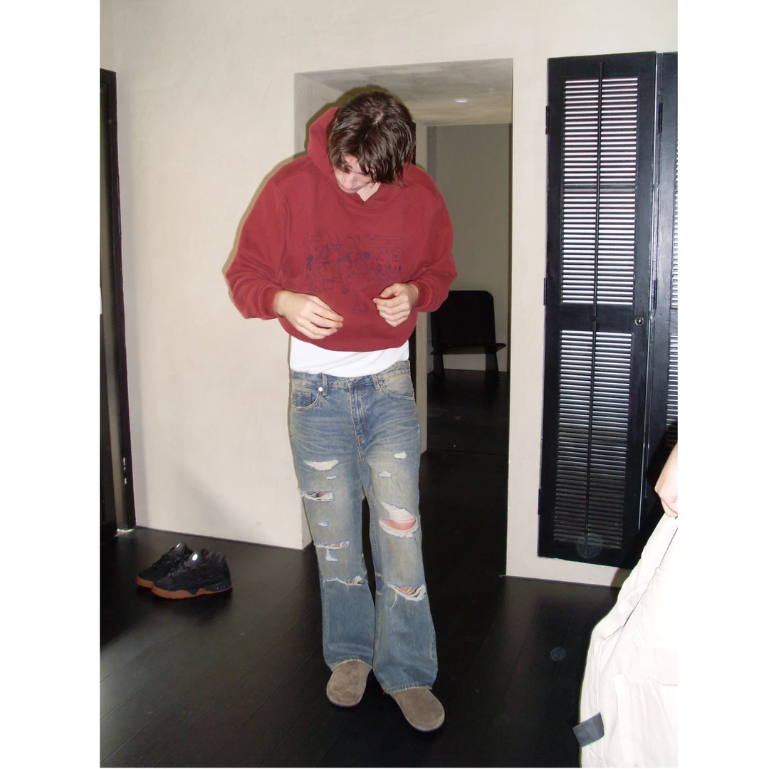 DANCI DONE土耳其粗胚水洗糜烂大破坏宽松微喇牛仔裤2021M