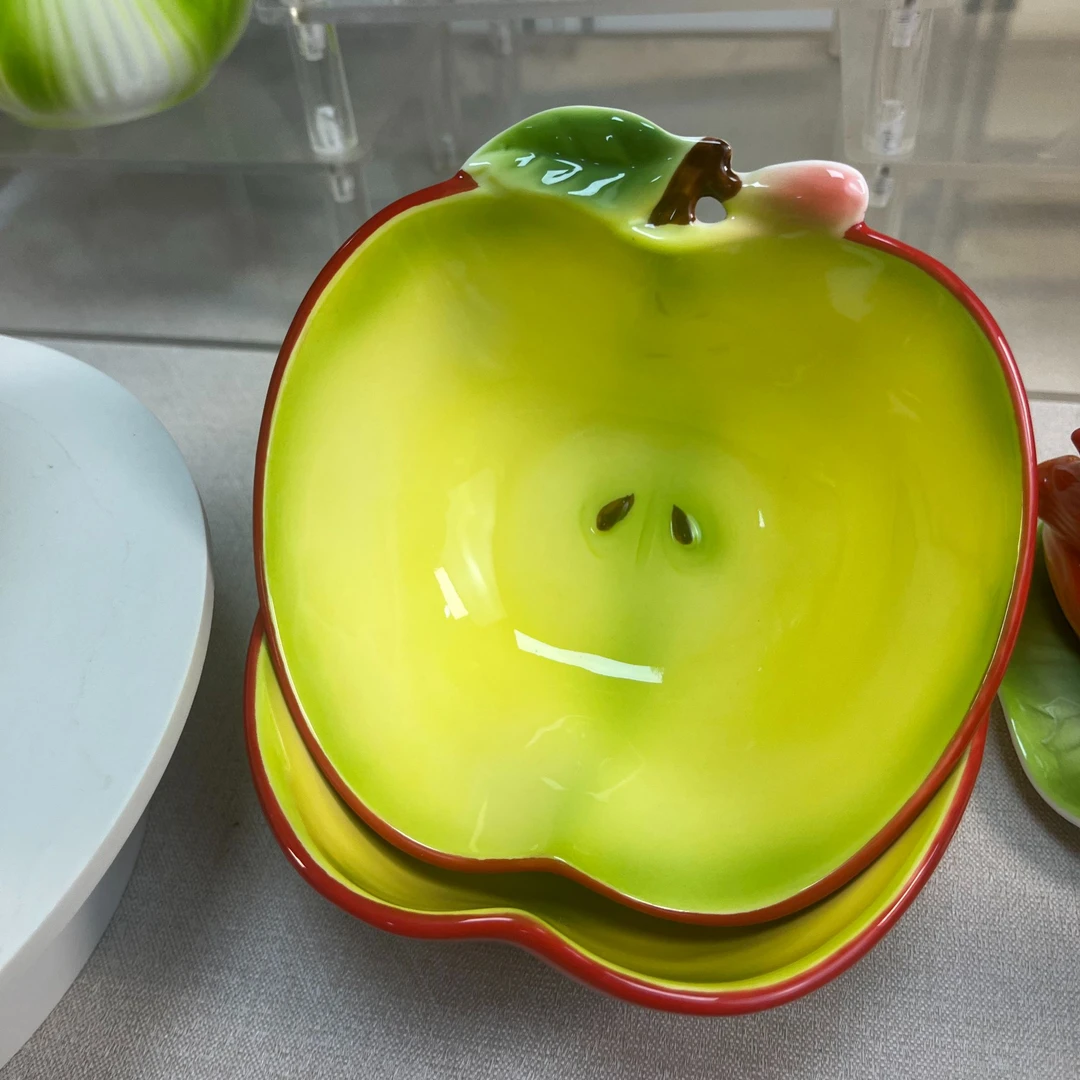 可爱陶瓷苹果碗 釉下彩饭碗沙拉小碗 调味碟子蘸料碗 小菜碗碟