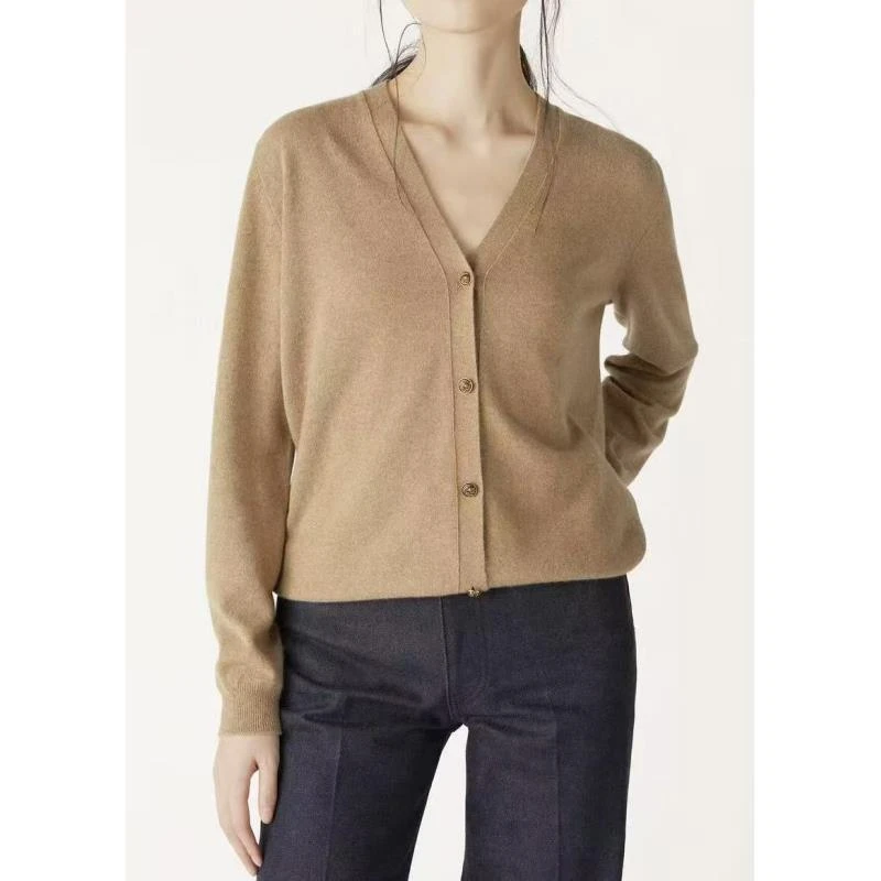 休闲羊绒V领针织开衫 0201