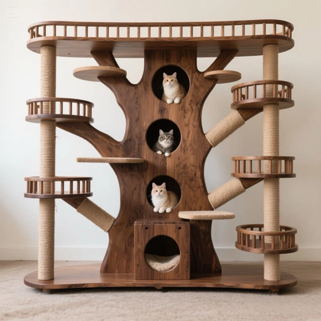 大型实木树型猫爬架猫树一体四季通用猫窝玩具猫咪超大通天树睡窝