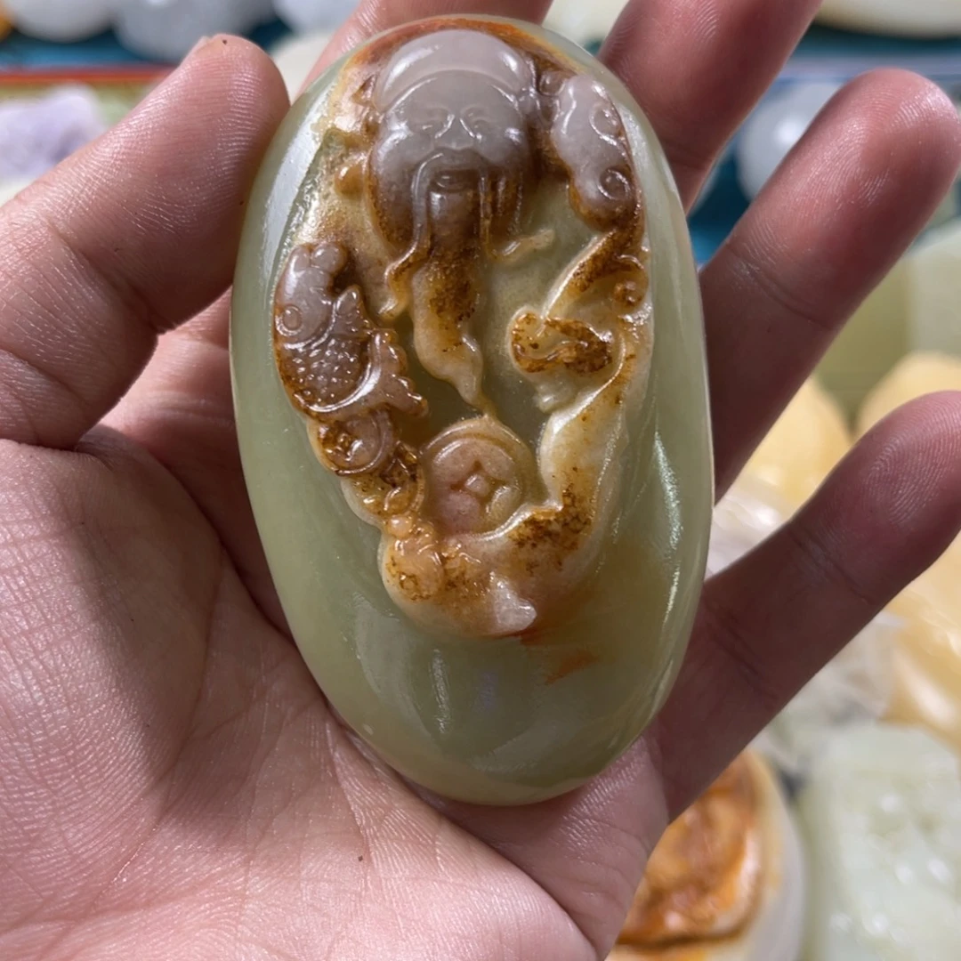 石材天然方解石手把件不退换