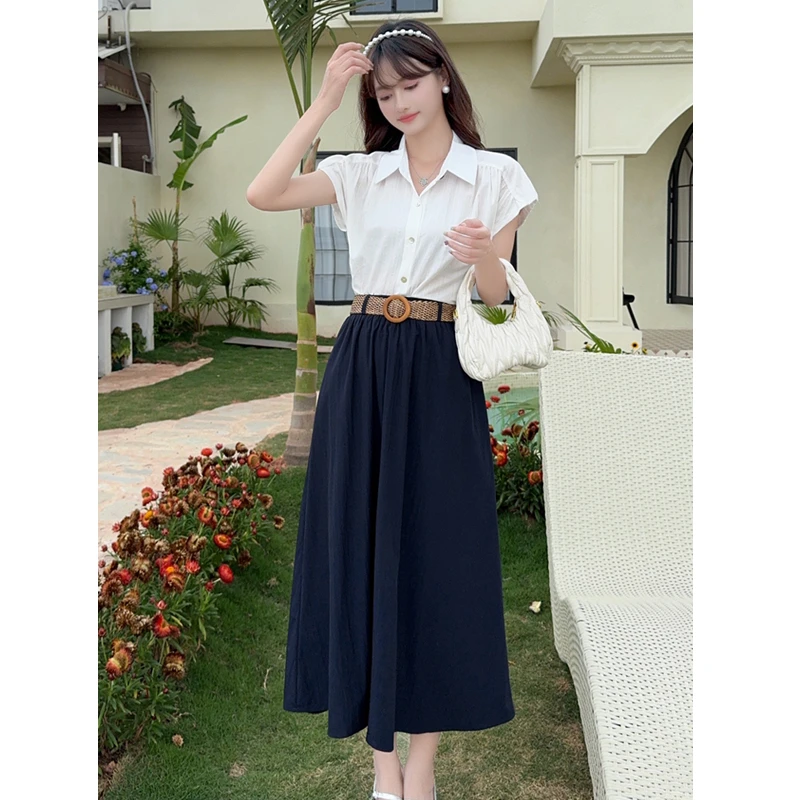 ASY/2025夏季高腰显瘦知性轻淑风两件套裙气质时尚设计师轻熟套装