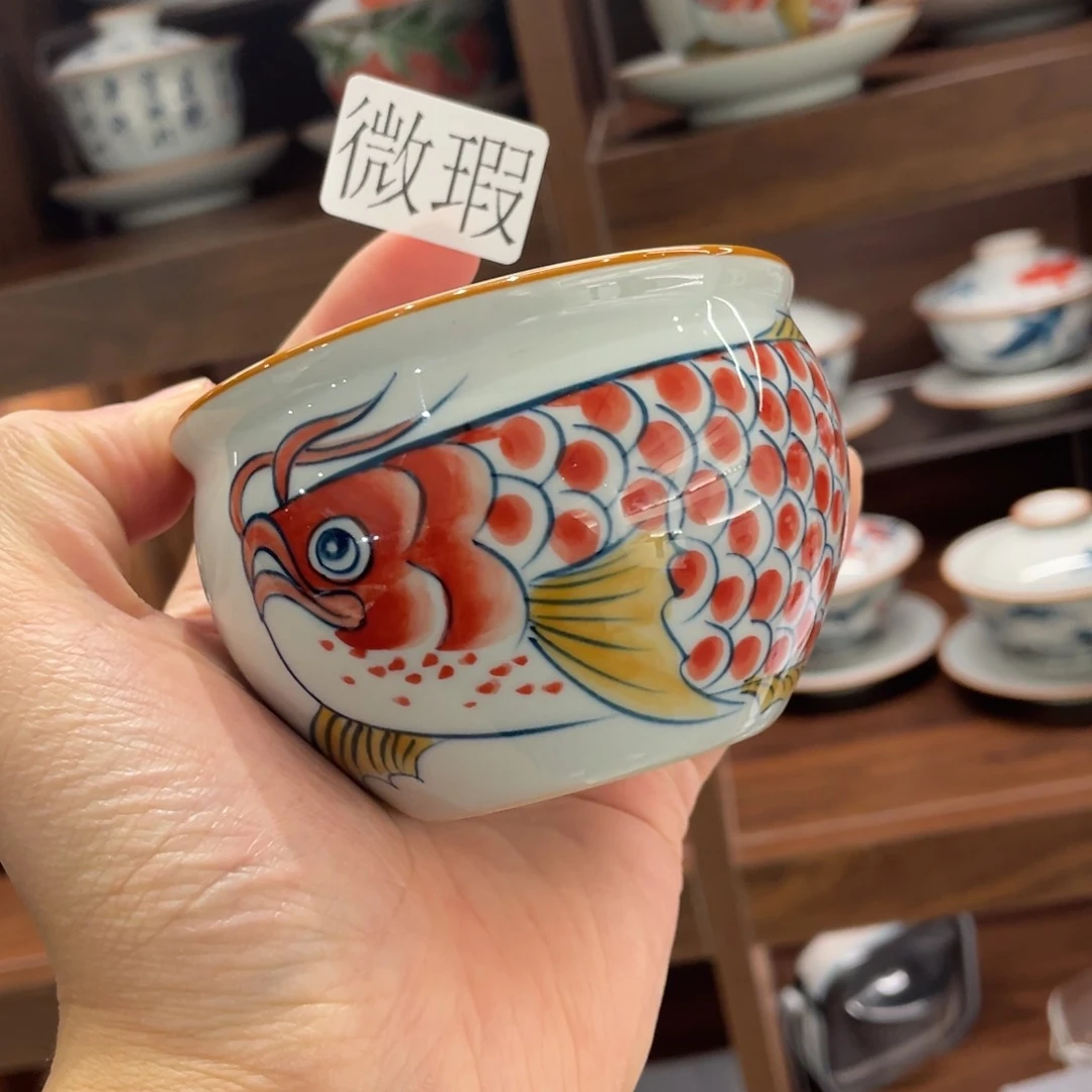 釉下手绘茶具微瑕