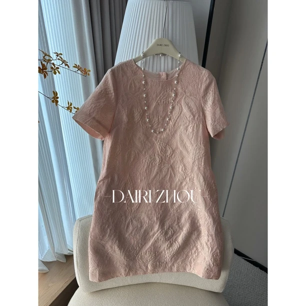 DAIRI  ZHOU▪️克拉银河   100桑蚕丝圆领复古设计收腰连衣裙优雅