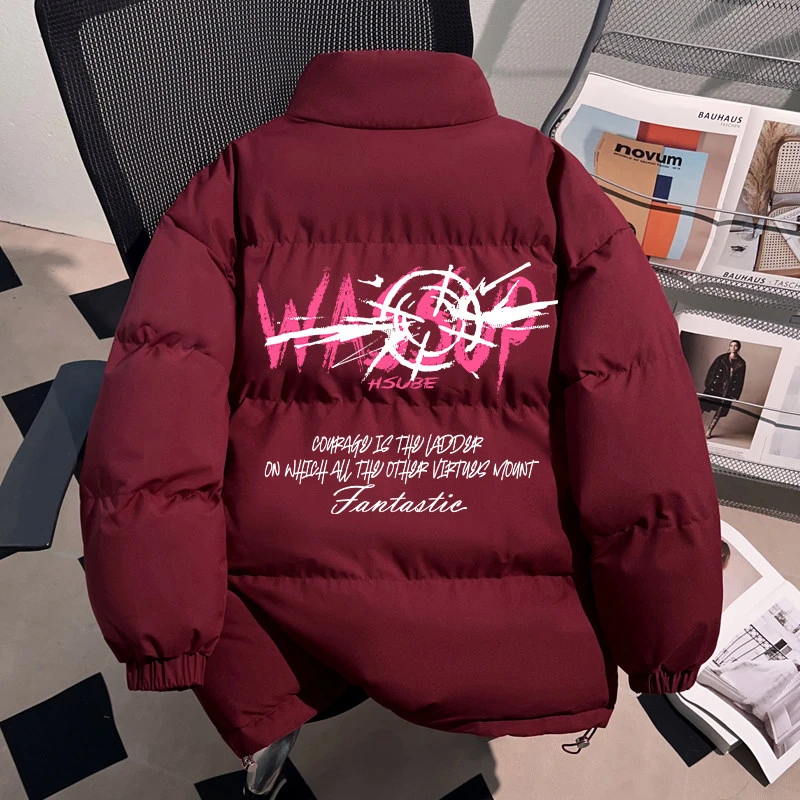 WASSUP HSUBE加绒加厚保暖棉服外套冬装男士国潮牌重磅面包服上衣