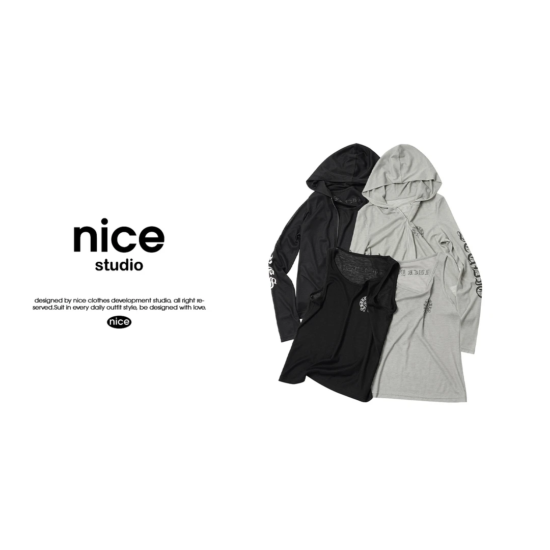 奈斯专属【轻薄印花连帽外套】WTAL57128 防晒长袖帽衫女早秋新款