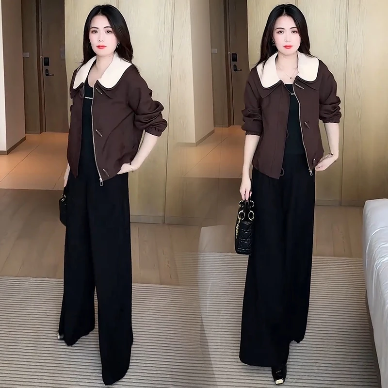 休闲短款外套女2025秋季新款洋气显瘦小个子百搭宽松翻领夹克上衣