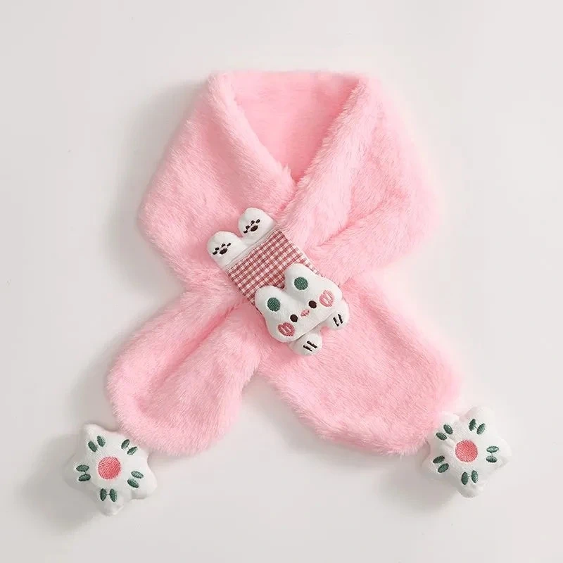 儿童围巾秋冬可爱卡通婴儿交叉男女韩版加厚保暖毛绒围脖冬季女孩