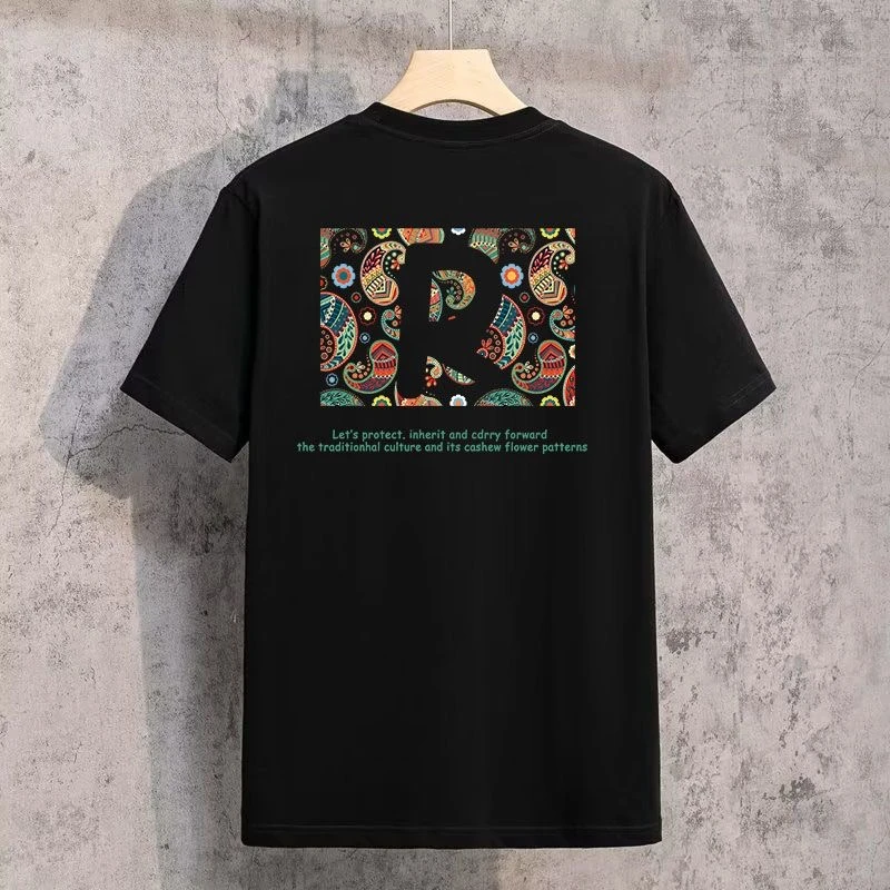 啄木鸟重磅宽松上衣2025年夏季新款印花百搭短袖男士纯棉t恤衫