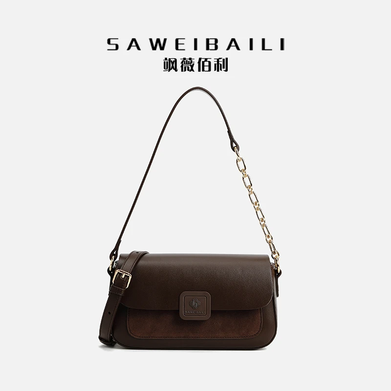 【工厂直销】「黑巧慕斯」/SAWEIBAILI 时尚百搭轻奢斜挎包-8065