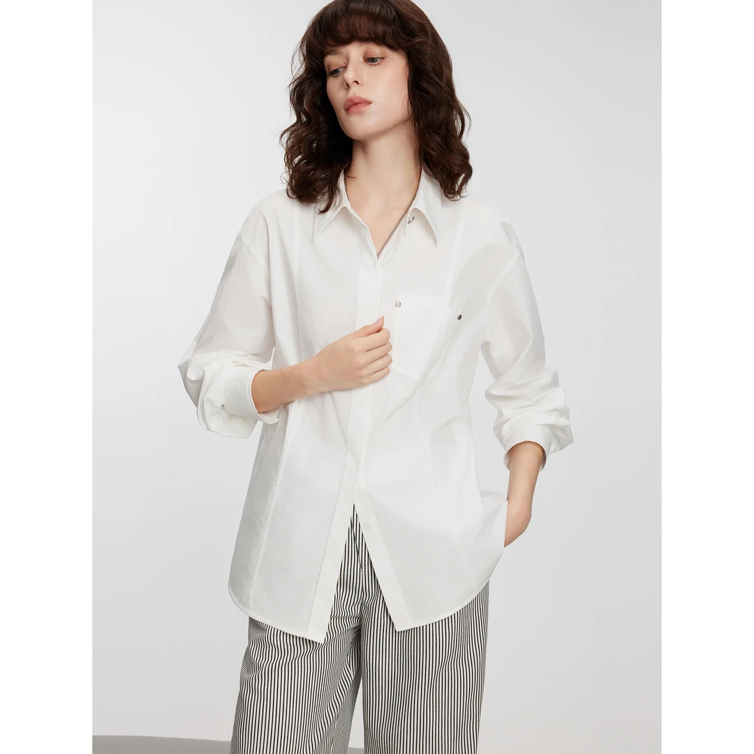 【赵老板专属】ELLE气质摩登翻领长袖衬衫2025春季新款通勤EC50468