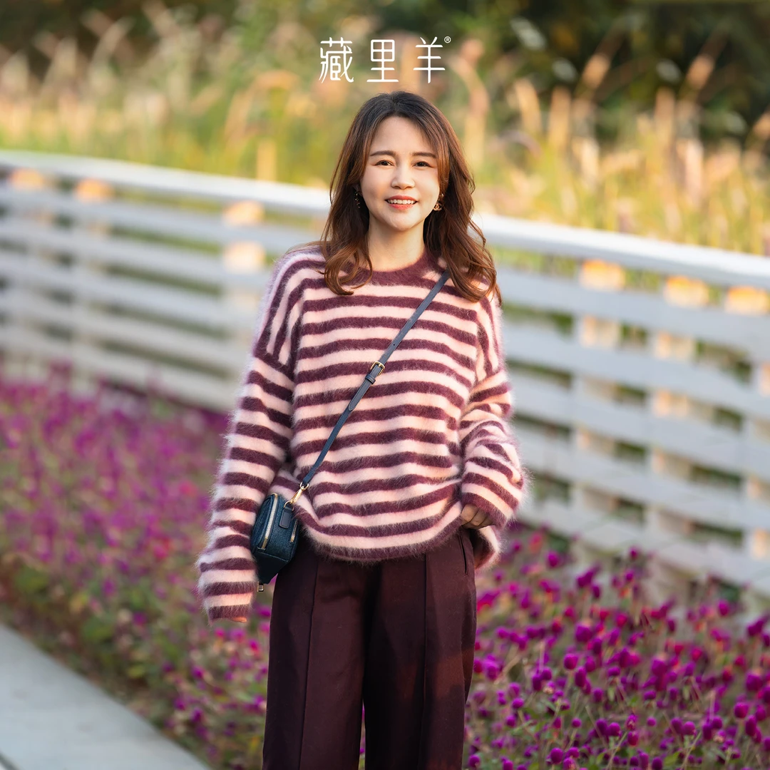 藏里羊【北美小动物毛毛】“悦已至上”轻盈皮草绒感圆领上衣M1927