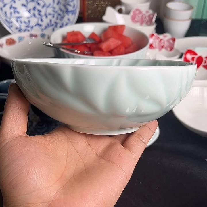 6寸浮雕影青树枝碗