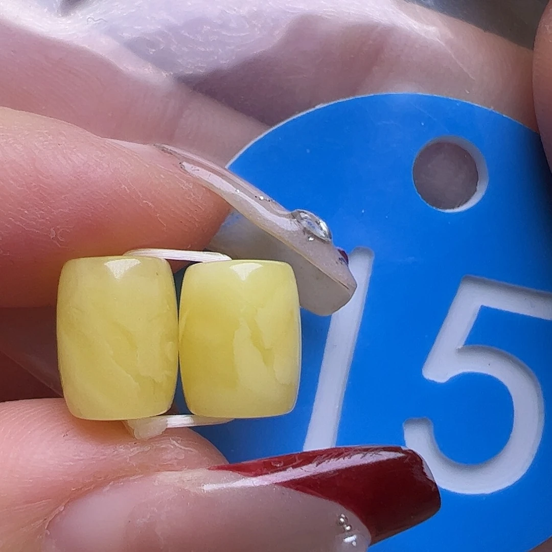 裸石蜜蜡未镶嵌微花粉6.8mm桶珠