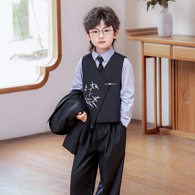 男童礼服2025秋季新款儿童西装套装新中式国风演出服男孩花童西服
