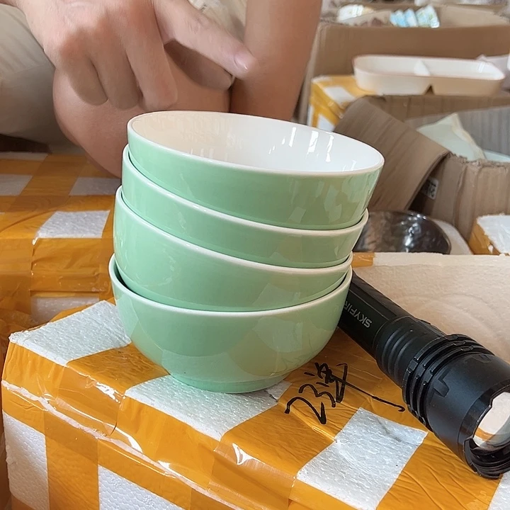 正品 绿色5.5英寸碗4只关注送4只到手8只