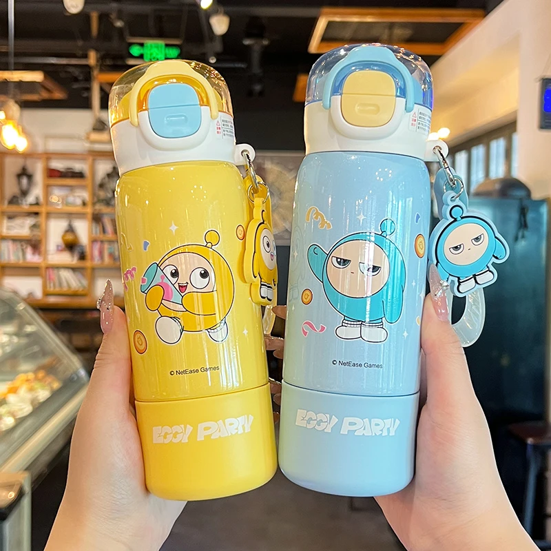 蛋仔派对儿童保温杯小学生上学专用双饮水杯男女孩316L不锈钢水壶