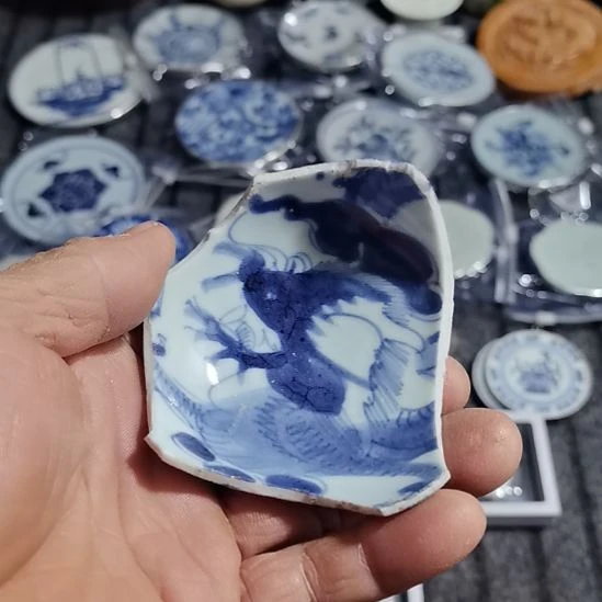小***灵瓷片青花影青杯垫学习标本