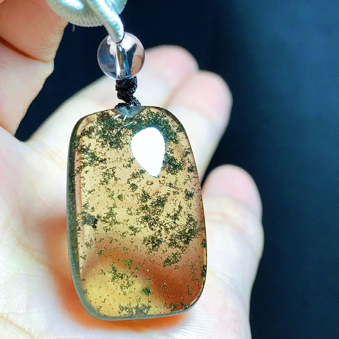 东海水晶天然绿幽灵水晶吊坠毛衣链平安无事牌项坠男女款聚宝盆