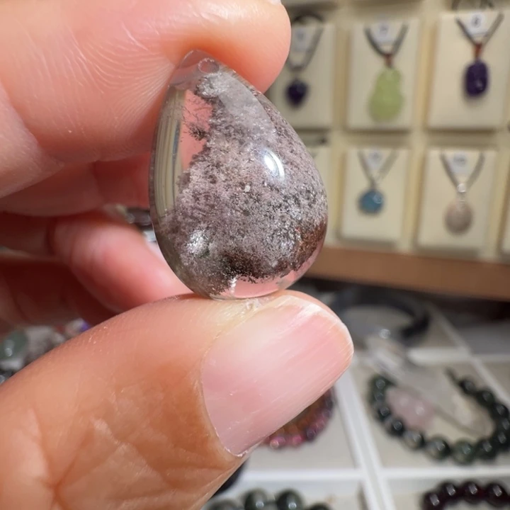 银S925镶嵌水晶颈饰天然幽灵水晶