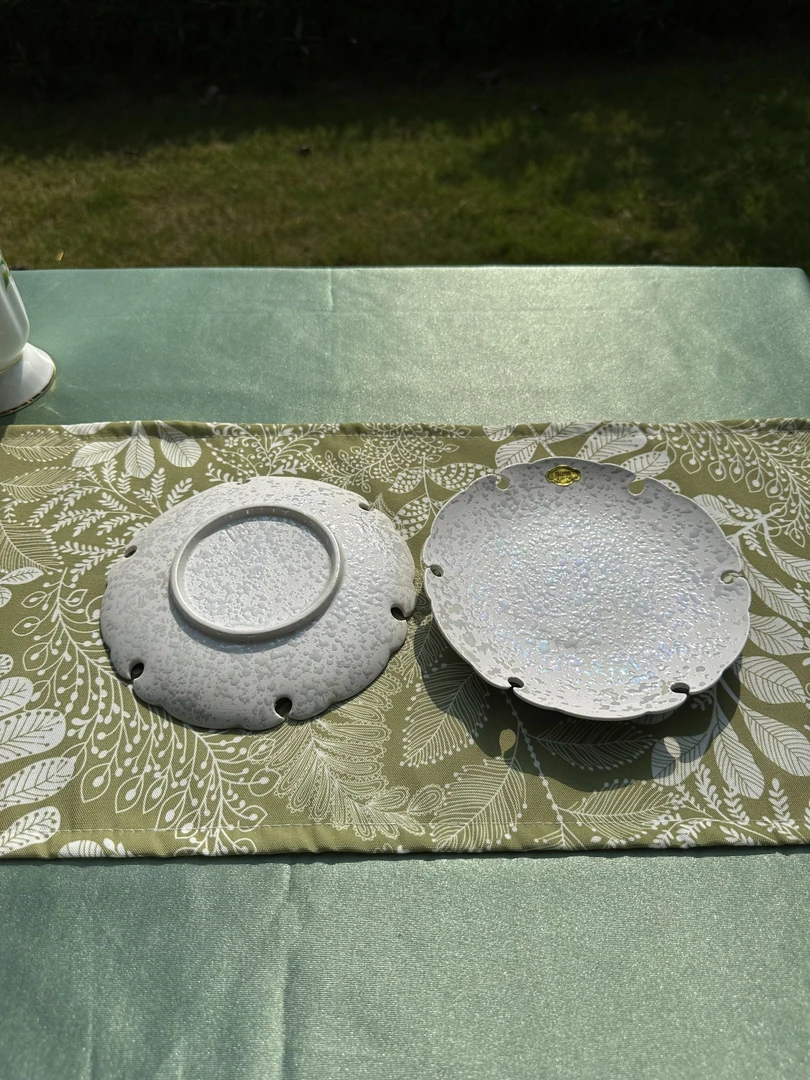 【一起淘儿】B70#6.5寸花边浅盘创意纯手工鎏银壶垫陶瓷盘子精瓷