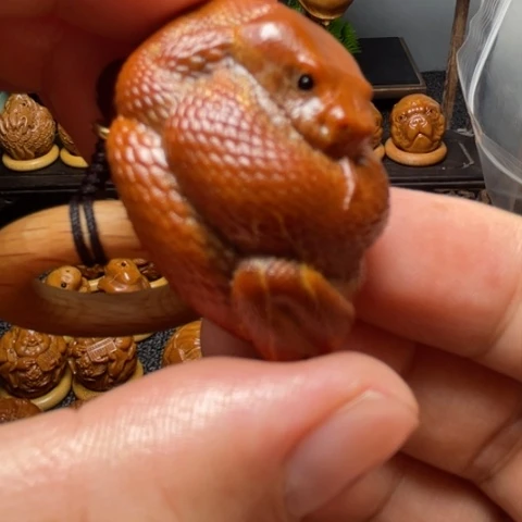 橄榄核把件蛇单子竹环穿配3.3左右