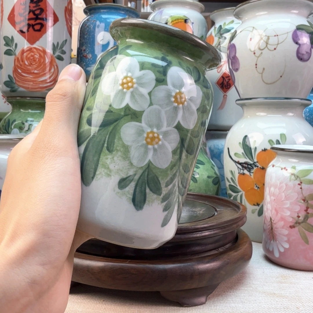 景德镇纯手绘陶瓷花瓶无孔