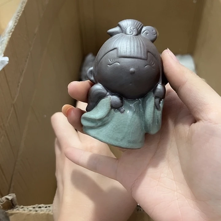 欣***荣瓷片茶摆件工艺品摆件666