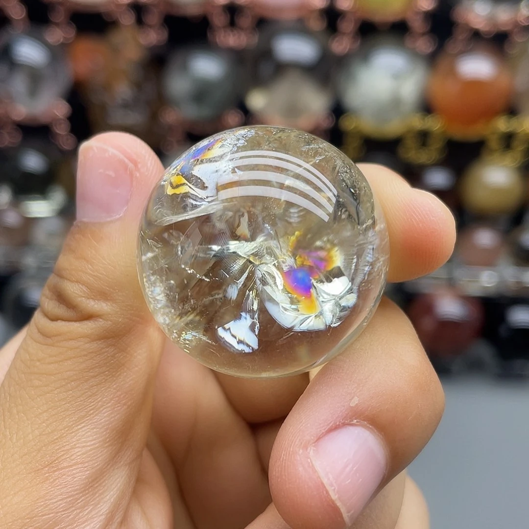 水晶珠宝半成品未镶嵌天然黄水晶32.8mm