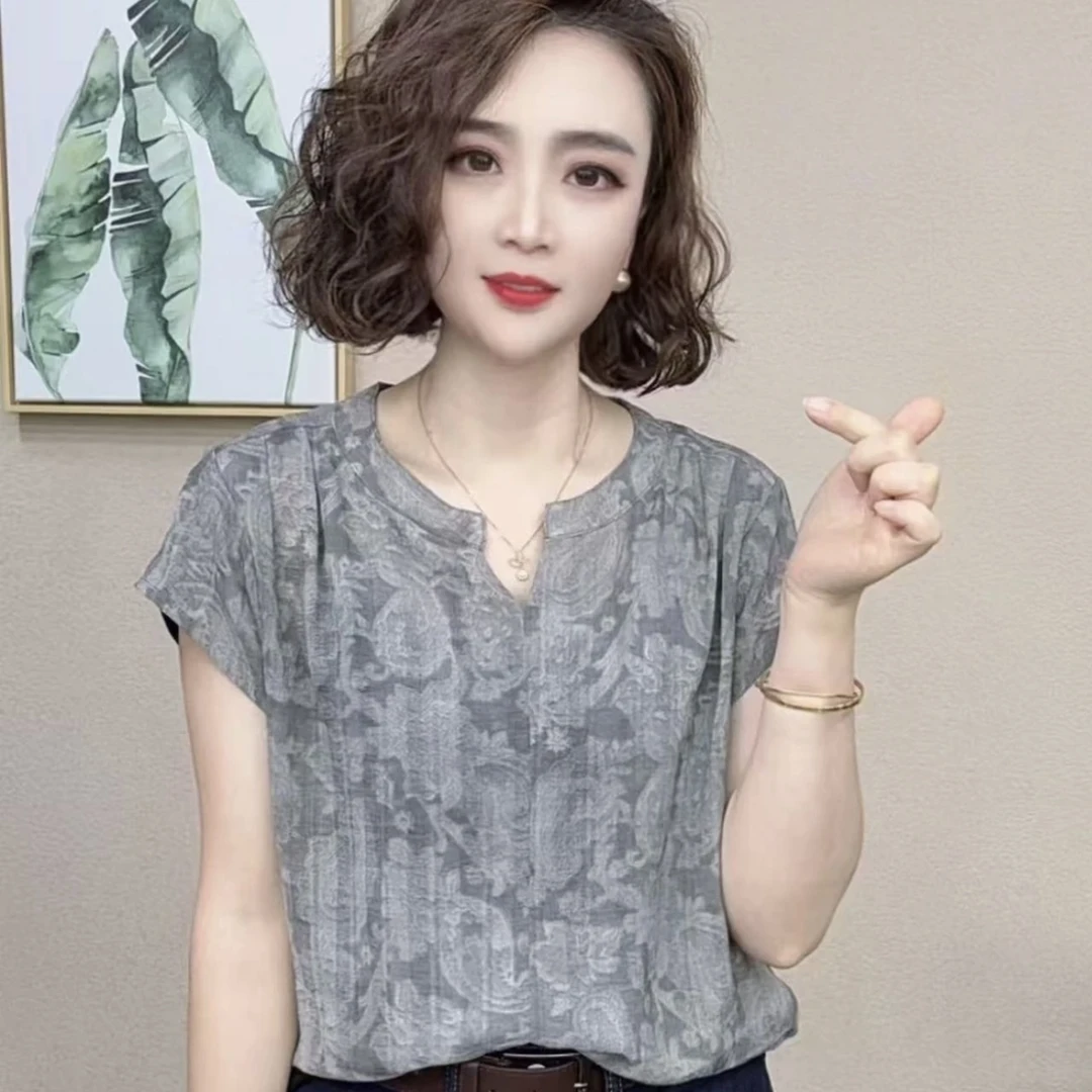 2025新款洋气百搭V领气质短袖减龄显瘦T恤上衣