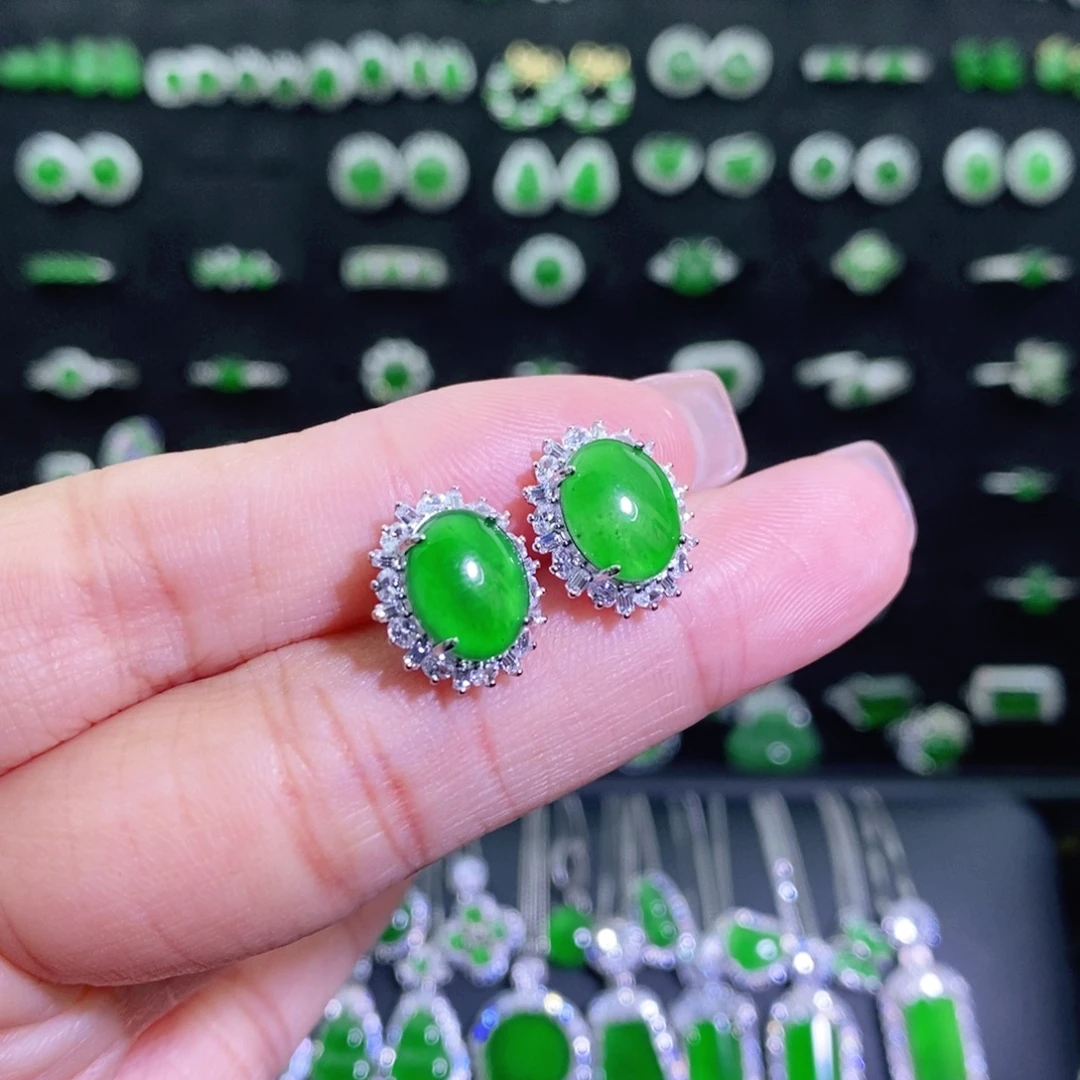 翡翠银S925镶嵌耳饰多样性