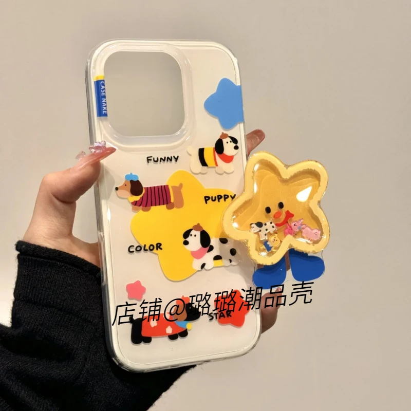 ina卡通腊肠狗彩星星适用iPhone16手机壳苹果15/14promax新款13韩