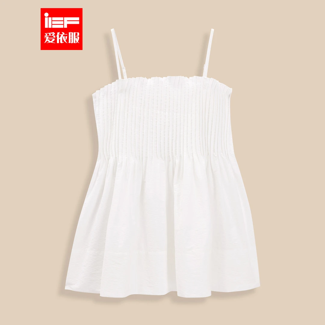 IEF/爱依服上衣2025夏季新款韩版时尚小众褶皱设计通勤百搭吊带