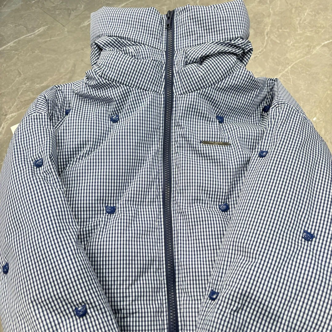 【YU·PP】（049）小众格子重工笑脸迷你小熊高领连帽羽R服外套（P0204）