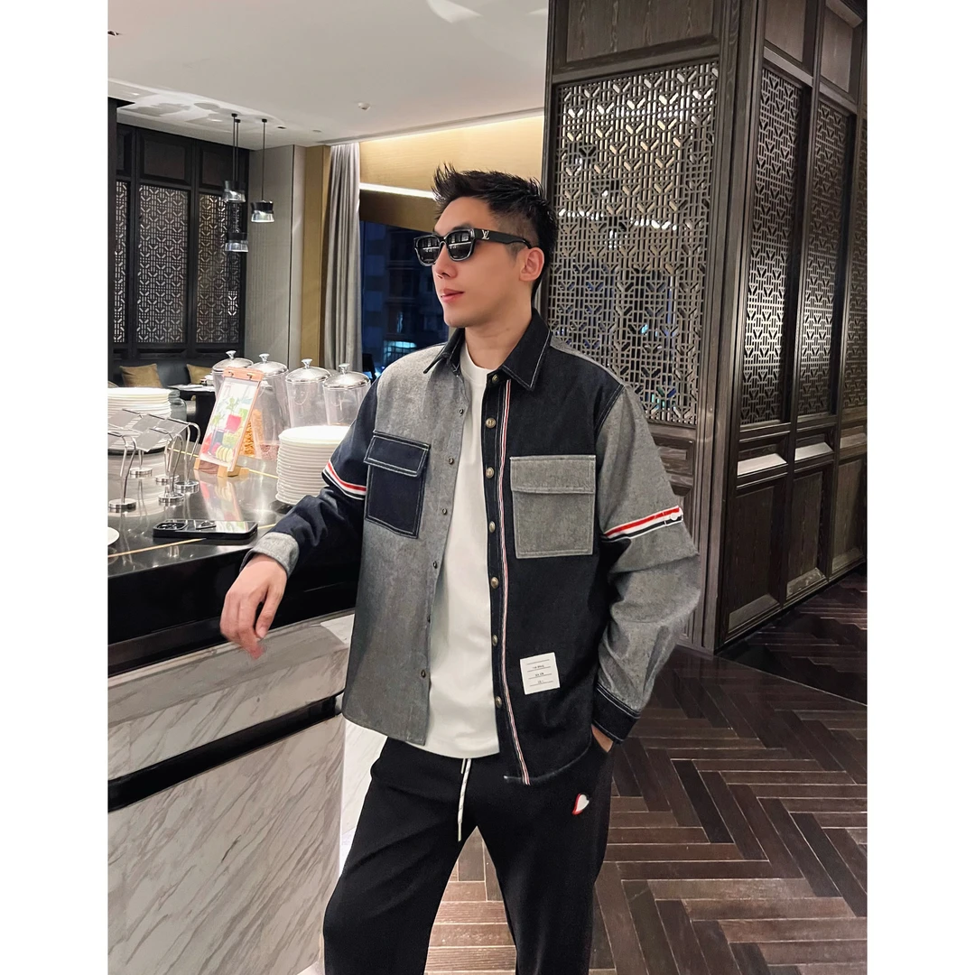 【拼接牛仔】25ss春季拼接撞色牛仔小众定制休闲百搭夹克外套衬衫