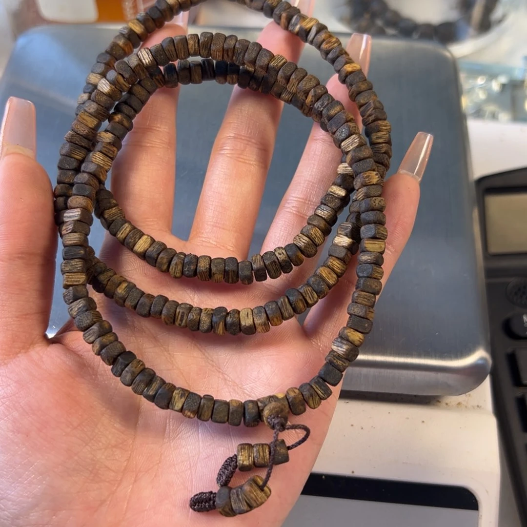 沉香手串七***风奇楠沉香方珠紫奇楠多圈老料