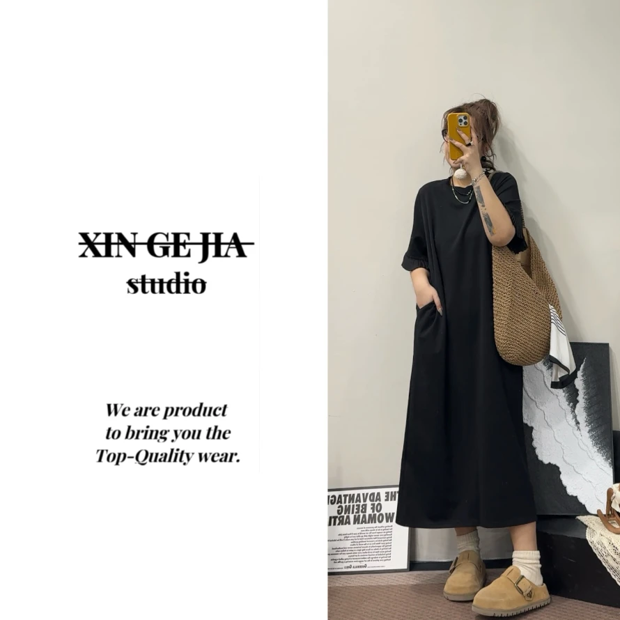 「xin:微胖大码」“后开叉”正肩有口袋长裙