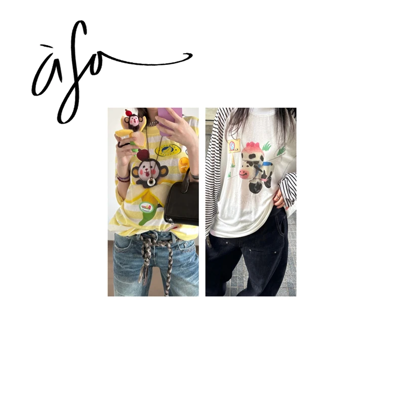 ASA-【猴牛！条纹长袖夏日必入长袖T恤】