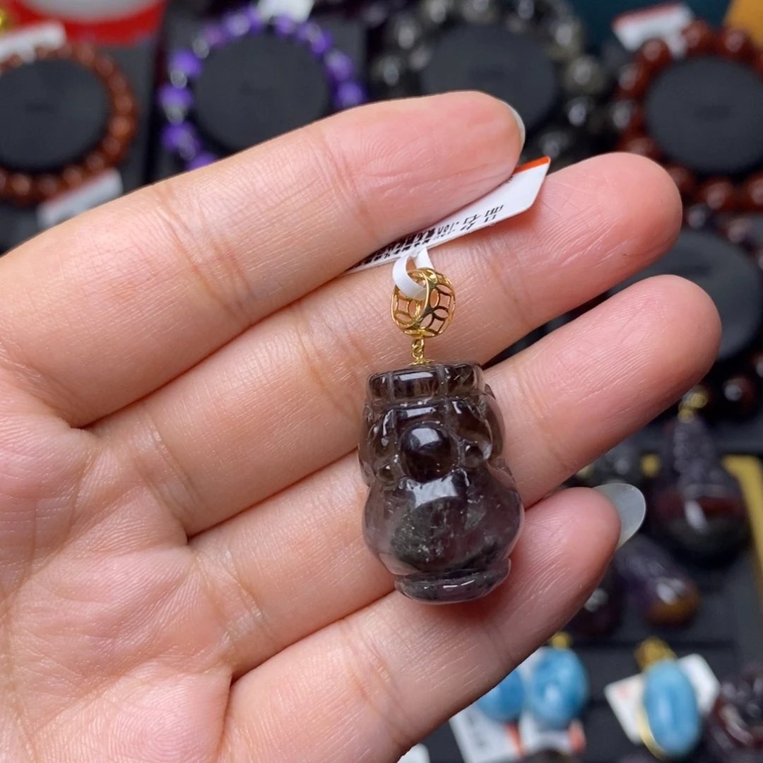 18K金镶嵌手链水晶烟花极光貔貅吊坠