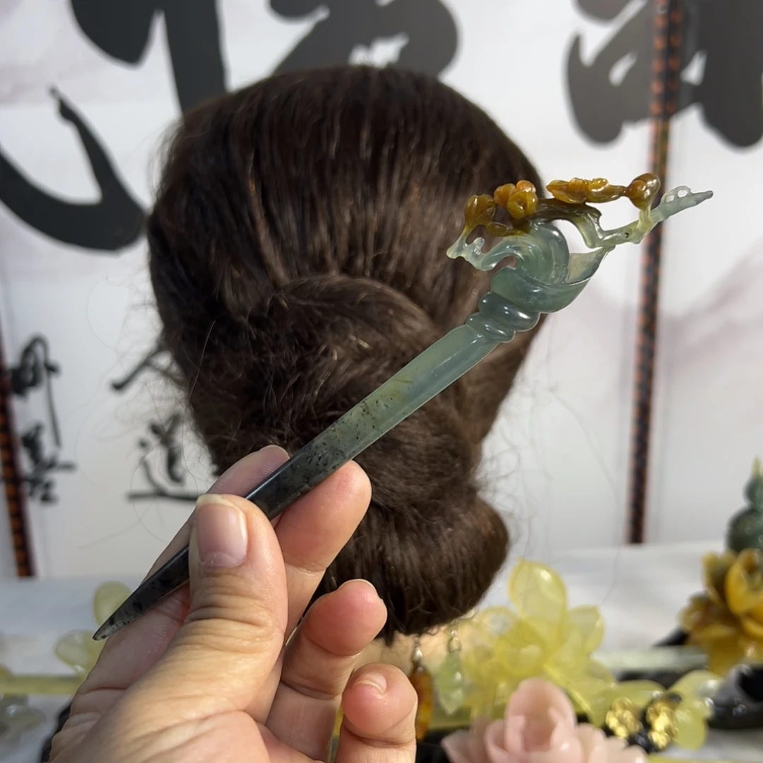 霜***霜蛇纹石玉未镶嵌发饰