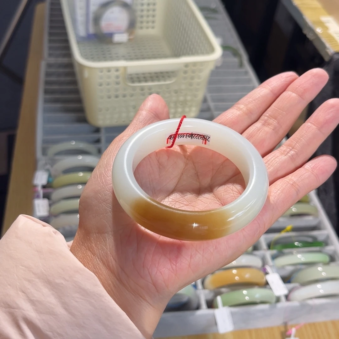 和田玉未镶嵌手镯  「糖白」宽15