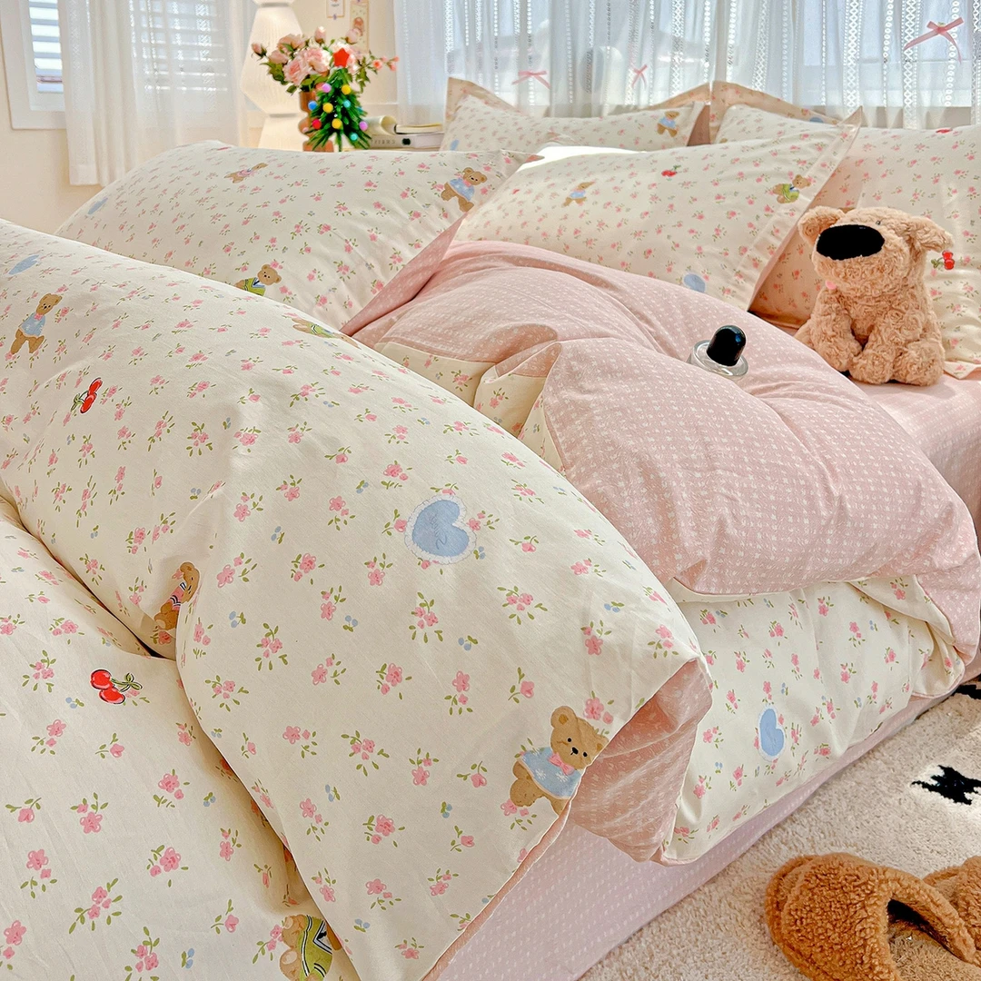 可爱纯棉单被套被罩单人双人被套100%全棉学生宿舍床上用品家用