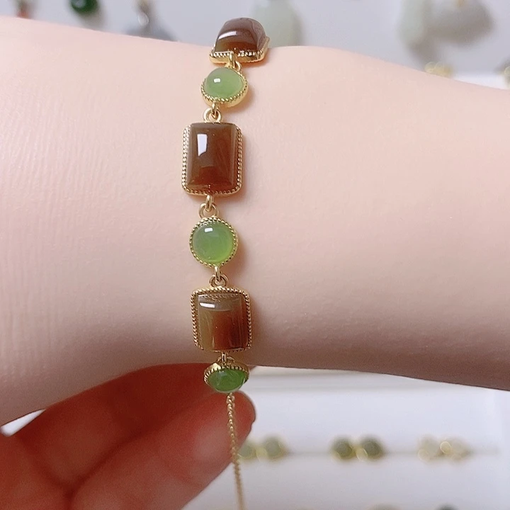 手链银S925镶嵌和田玉