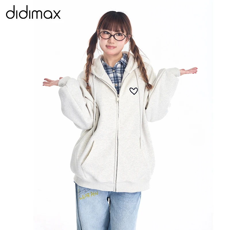 DIDIMAX25年春季新款纯色连帽卫衣休闲运动宽松卫衣外套c32665
