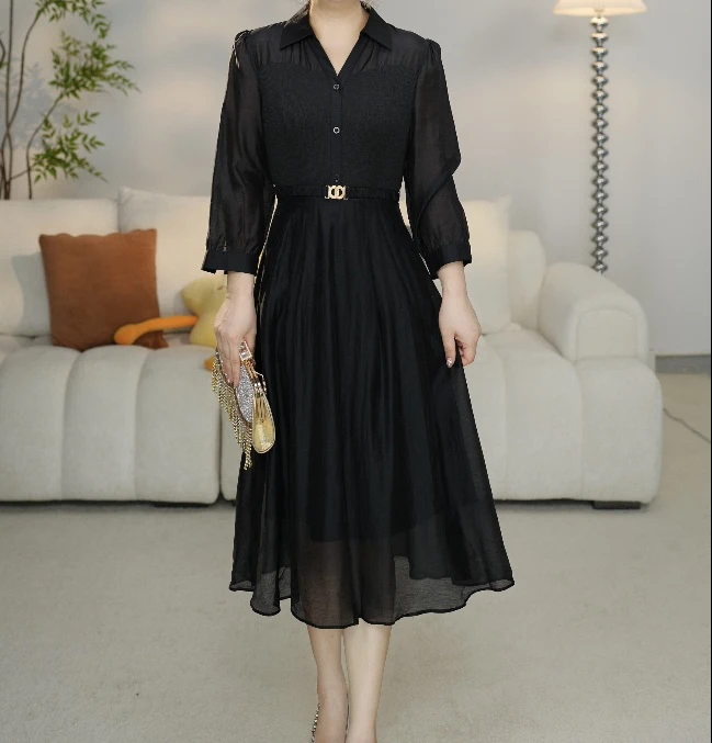 Q001秋季设计法式减龄连衣裙春秋洋气修身