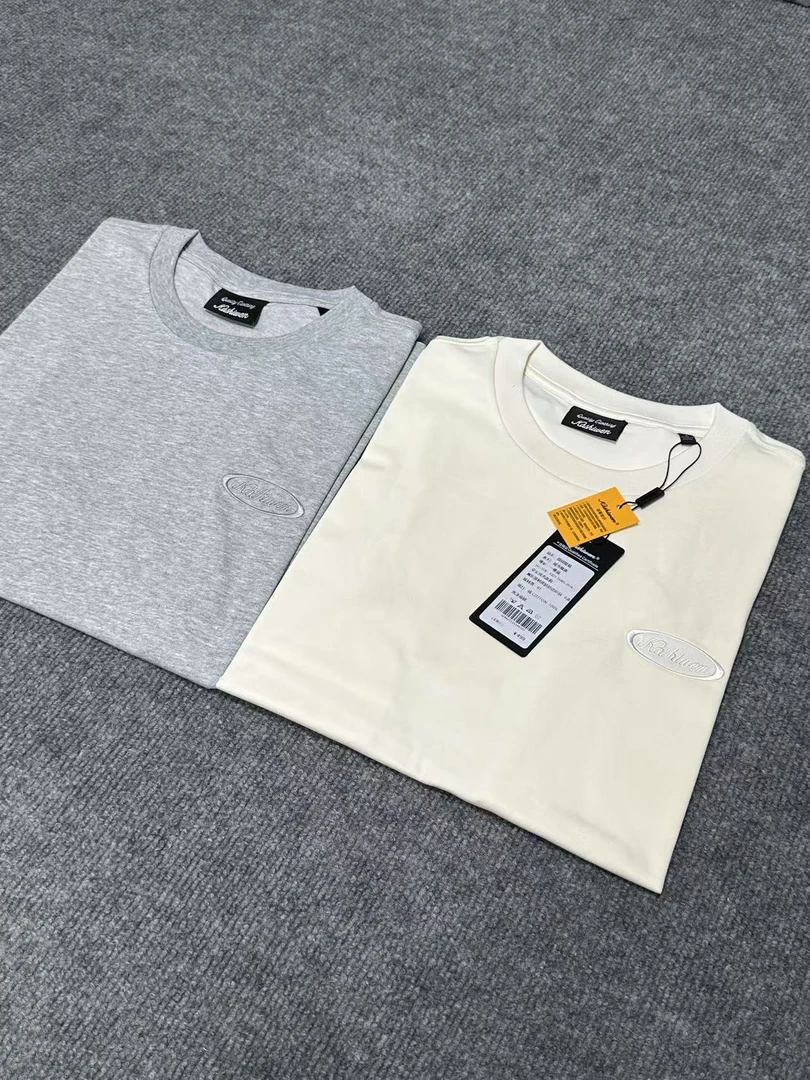 纯棉圆领T恤 椭圆刺绣标 纯色休闲男女同款宽松凉感夏季
