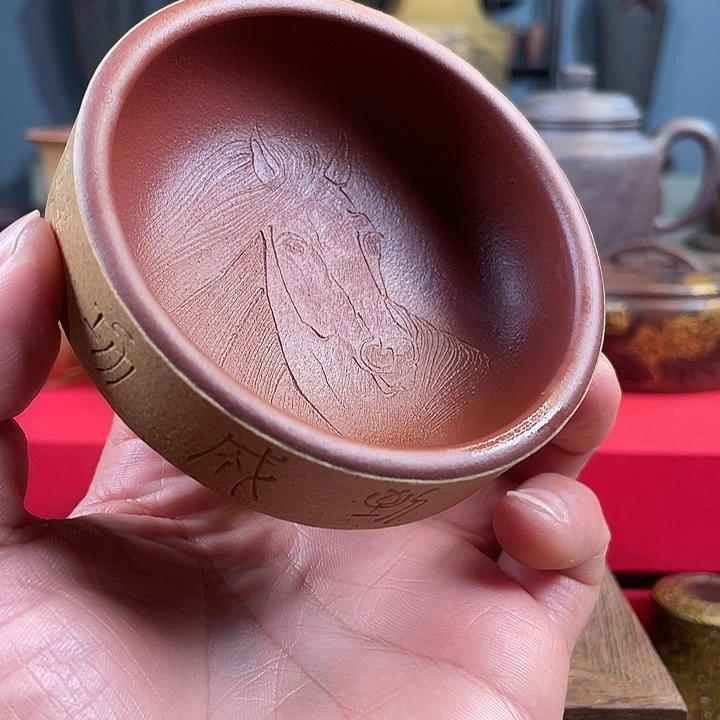 茶杯紫砂马到成功微瑕