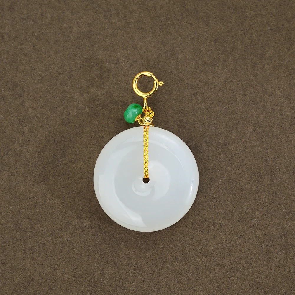 18K和田玉翡翠万能平安扣吊坠44487