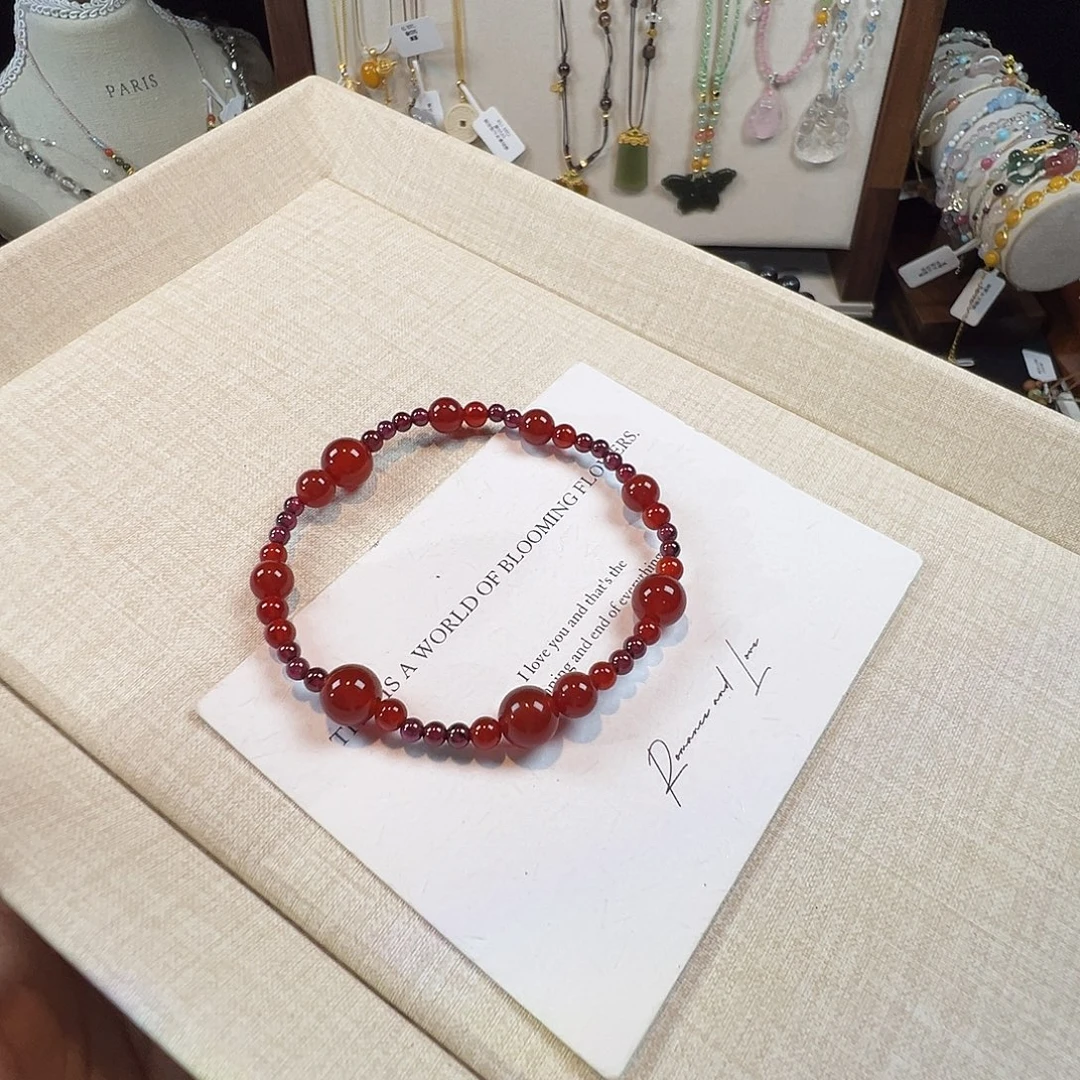 手链水晶未镶嵌红玛瑙石榴石