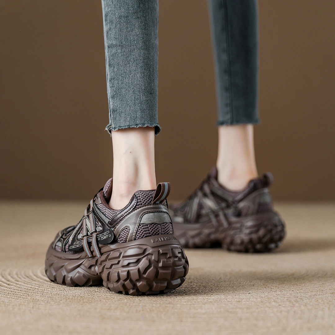 欧洲站厚底爆款老爹鞋女2025秋季新款榴莲底女鞋软底轻便运动鞋女